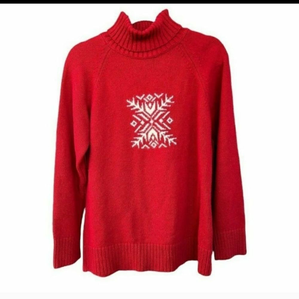 Coldwater Creek Snowflake Turtleneck Sweater sz Medium